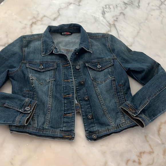JUSTFAB MD Denim Blue Jean Jacket Sz M - Picture 15 of 15
